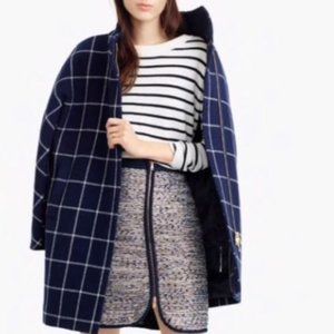 JCrew Navy Blue Metallic Tweed Zip Front Skirt